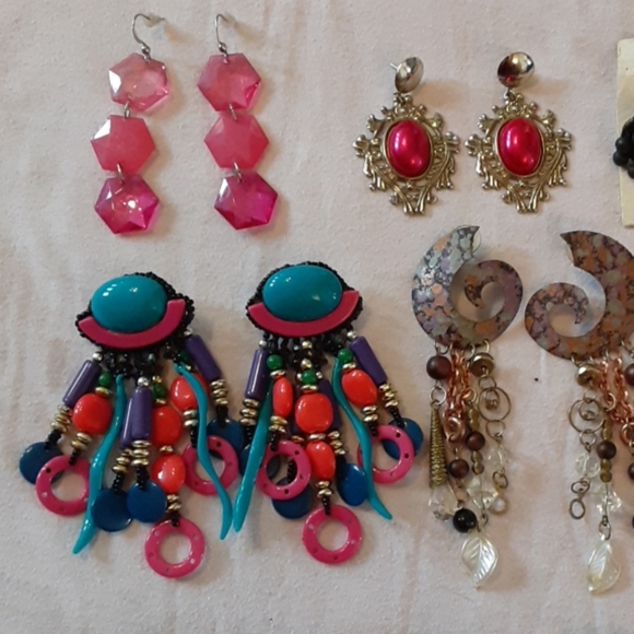 🌹9 pairs bundle earrings beaded mixed metal - Picture 2 of 7